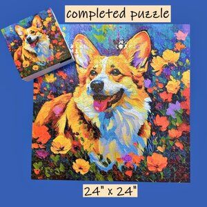 PickForU 1000 Piece Puzzle Corgi Dog Colorful Impressionist Painting COMPLETE